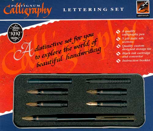 Platignum Lettering Set 6 Nib Units Fountain Pen in Package Calligraphy 